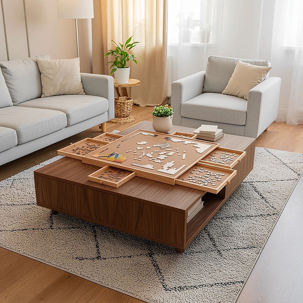 1500 Piece Rotating Wooden Jigsaw Puzzle Table 6 Drawers Board