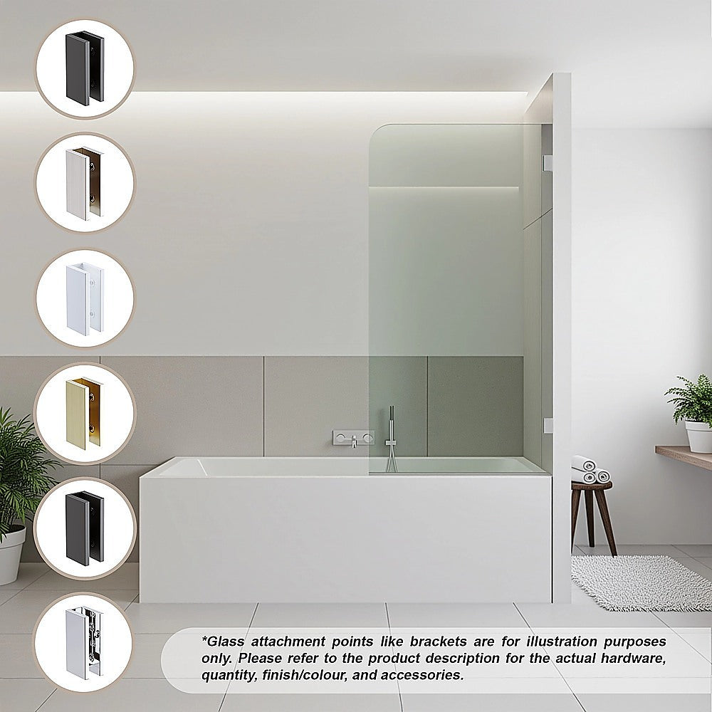 70cm Frameless Glass Bath Screen with U-Brackets - Nickel