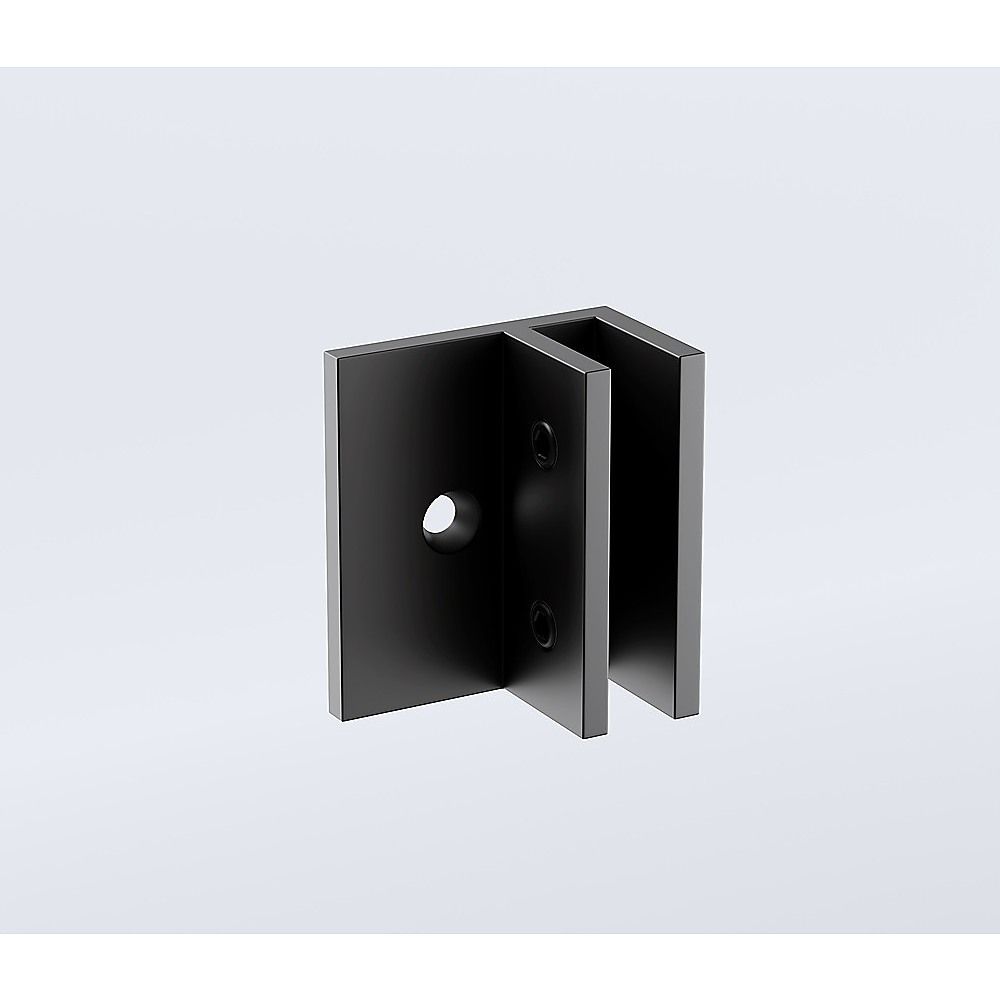 110x120cm Double Door Corner Shower Screen – Black F-Brackets, Brass Hinges & Square Double Pull Handle