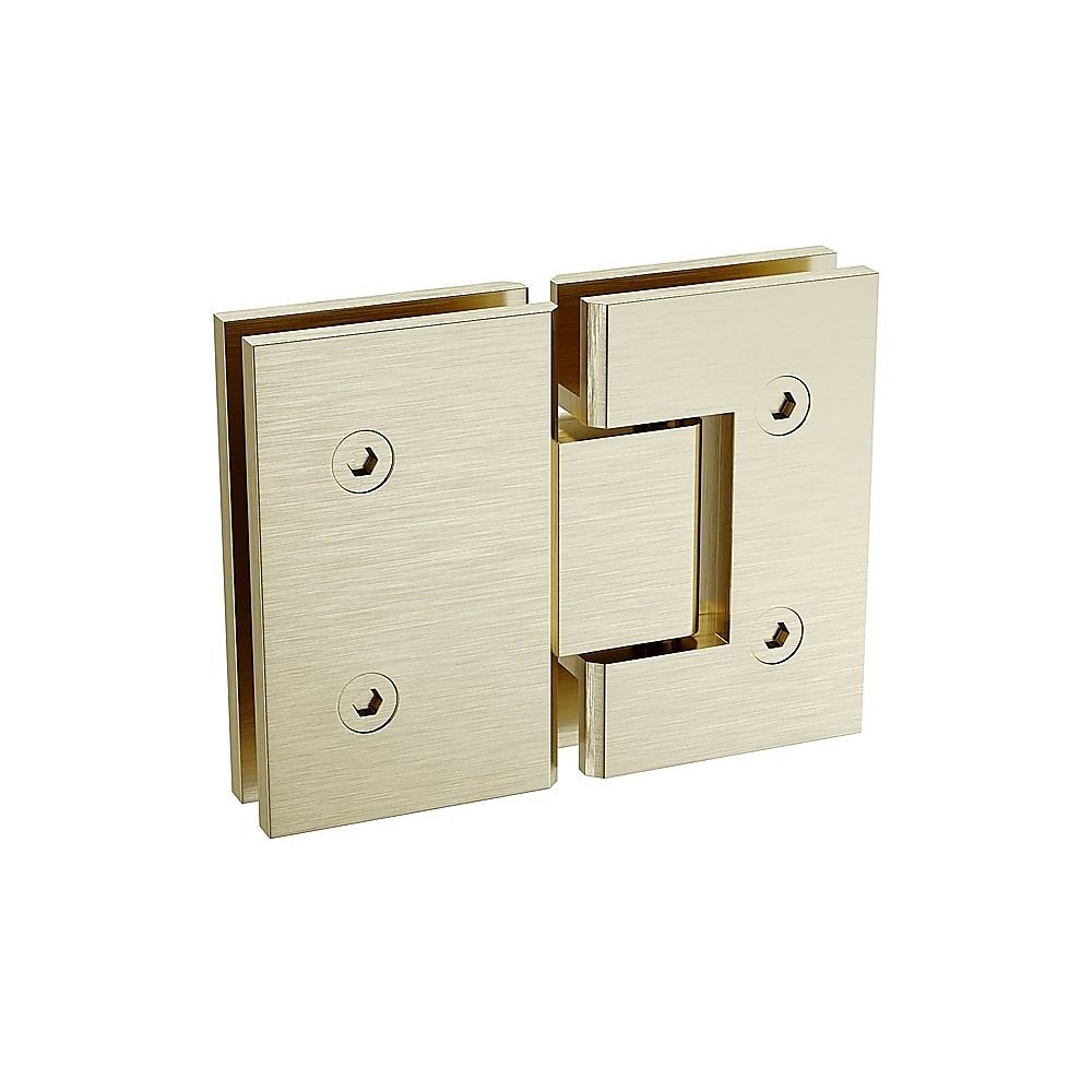110x120cm Double Door Corner Shower Screen – Channels with Brass Hinges in Gold, Round Handles