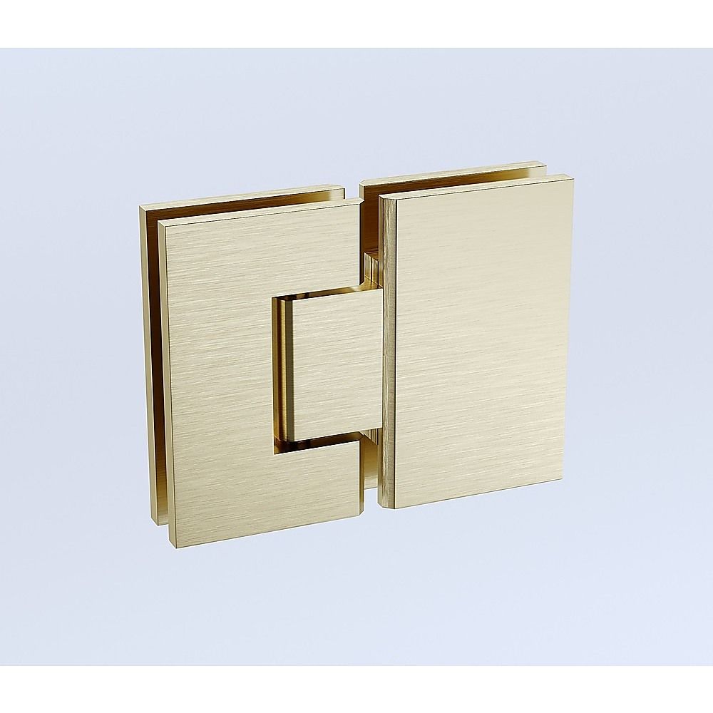 110x120cm Double Door Corner Shower Screen – Channels with Brass Hinges in Gold, Square Double Pull Handles