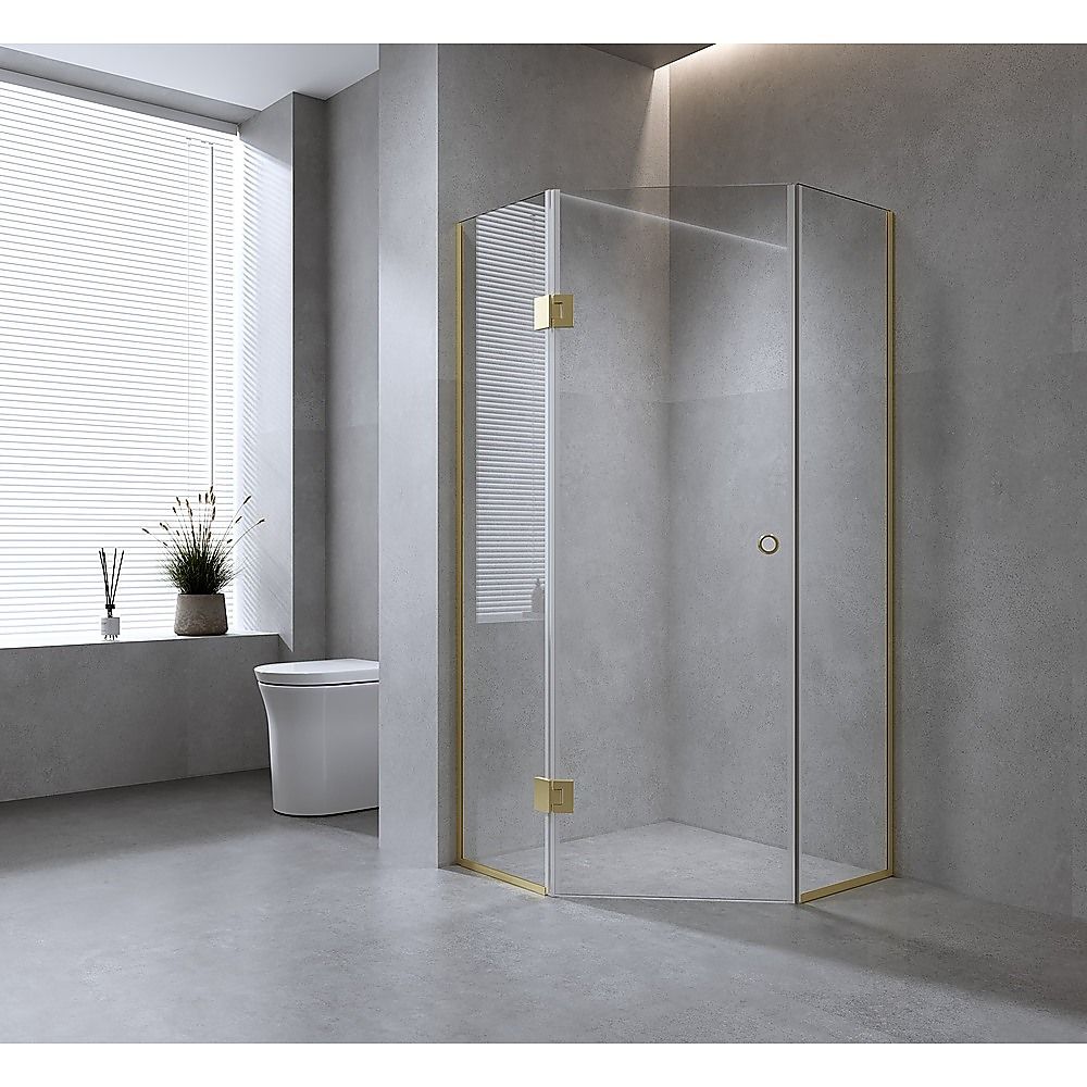 100cm Frameless Diamond Shower Screen with White Channels and SS Hinges