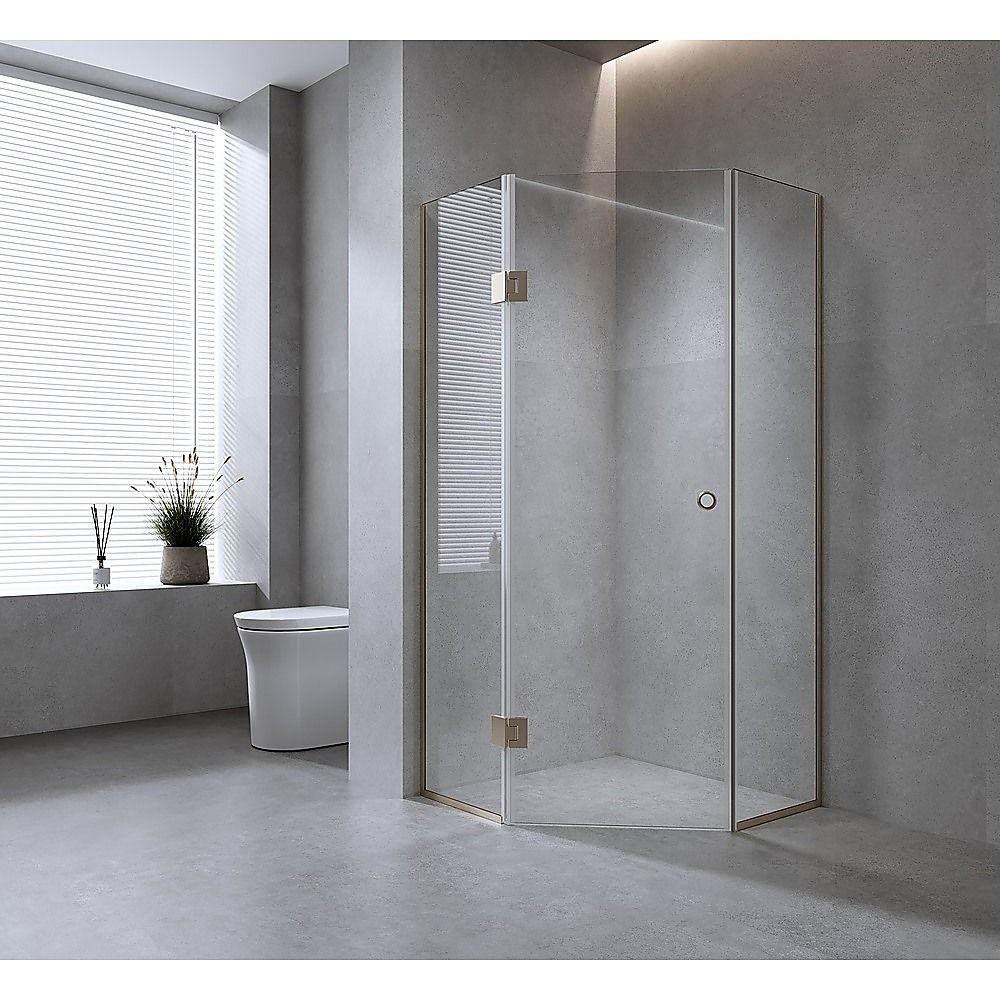 100cm Frameless Diamond Shower Screen with Gunmetal Channels and SS Hinges