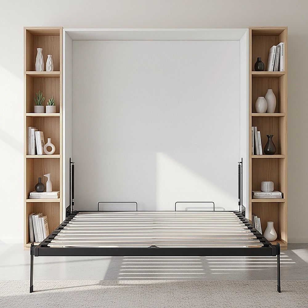 Double DIY Wall Bed Hardware Kit with Gold handle – Frame & Mechanism for Custom Build