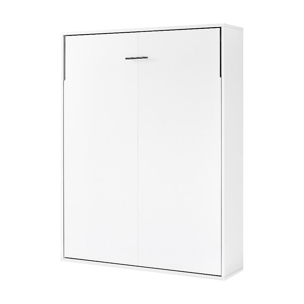 Double Wall Bed in White Gloss – Space Saving Murphy Bed Kit with Gold Door Handle