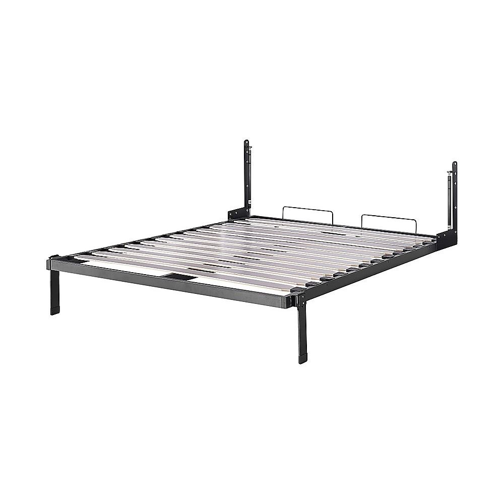 Double Wall Bed in White – Space Saving Murphy Bed Kit with Gold Door Handle