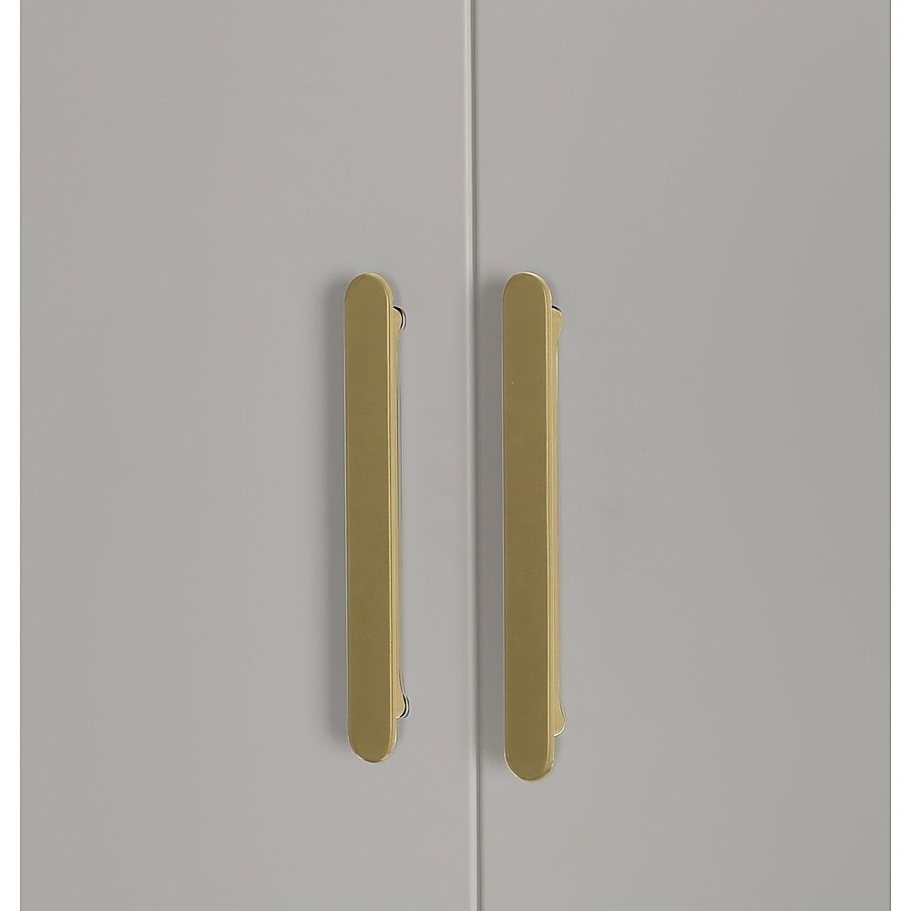 320x200cm 8-Door White Steel Hanging Wardrobe with Gold Handle Storage Cabinet