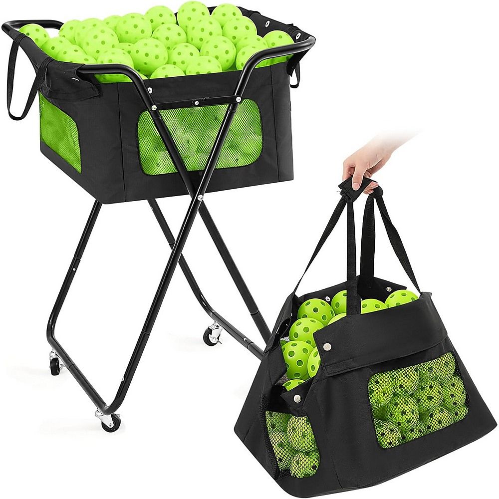 Ball Caddy with Wheels Portable Cart Holds 140 Pickleballs or 175 Tennis Balls