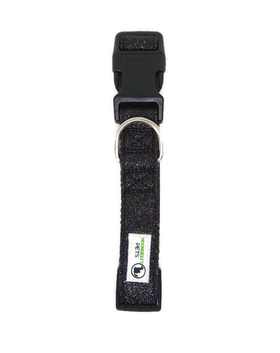 Bling Glitter Overlay Nylon Dog Collar Breakaway Buckle Small Black