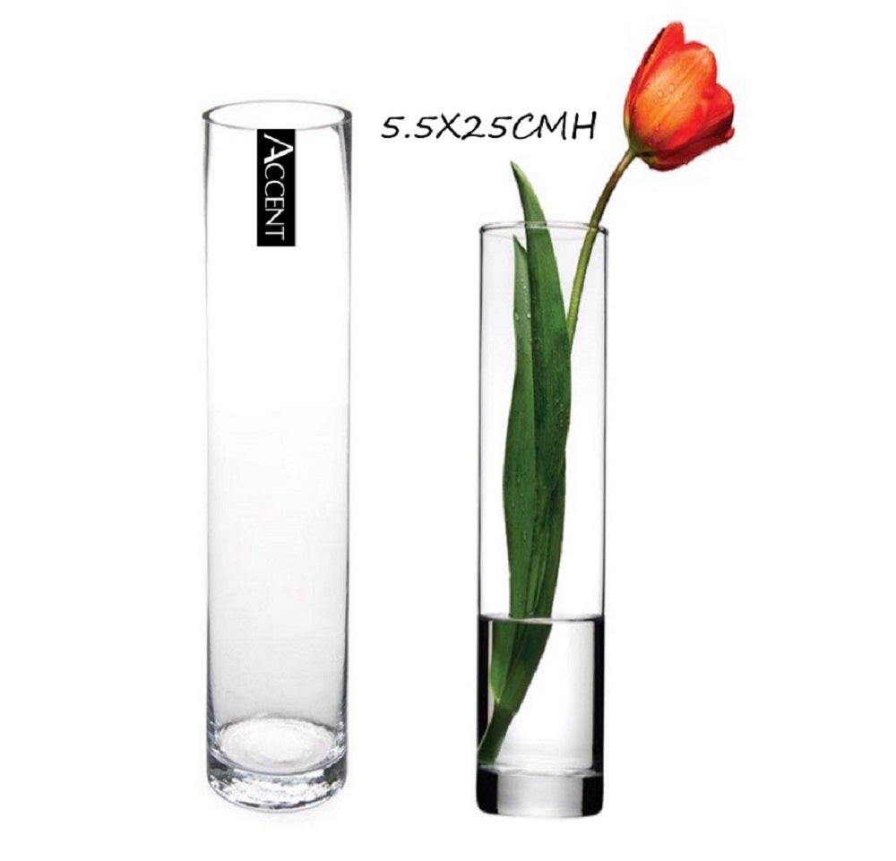 bulk 12 Glass Cylinder Vase Flower 25cm