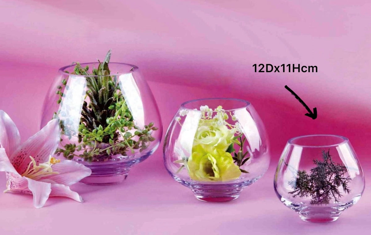 Glass Bowl Shape Vase 12cm