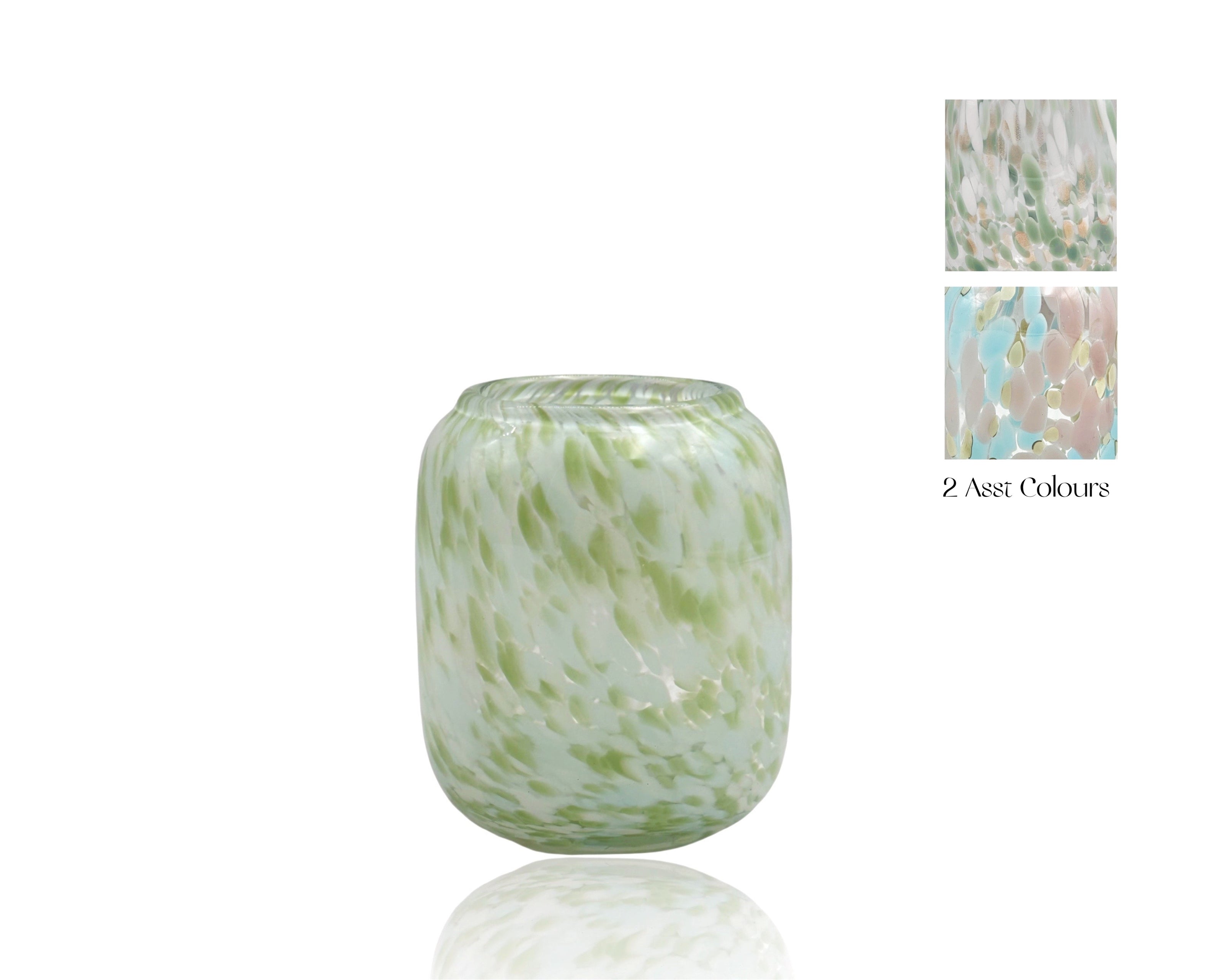 Set 2 Speckled Glass Candle Holder 2 Assorted 9x10cm