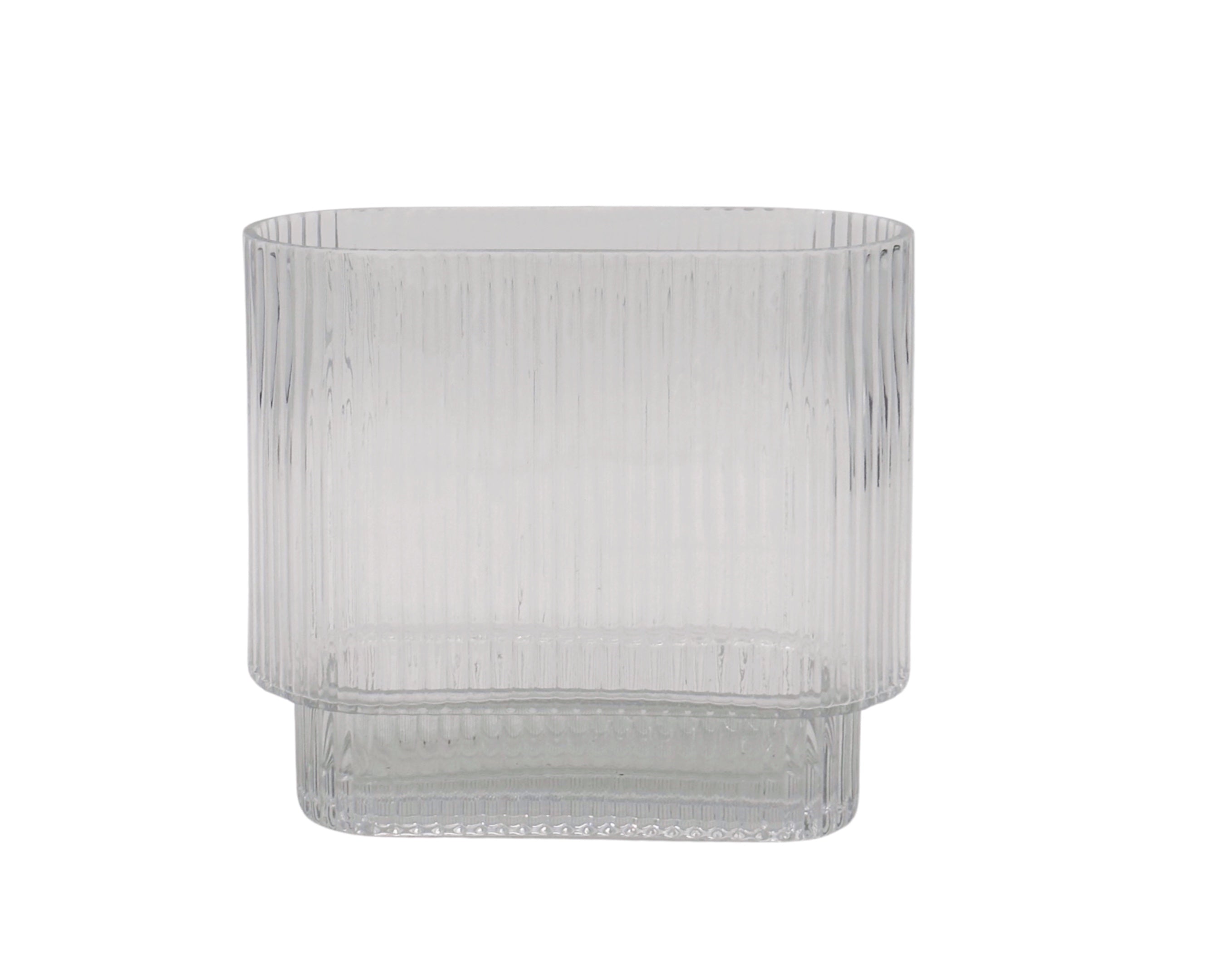 bulk 6 Clear Rippled Glass Vase Oval 20x20cm