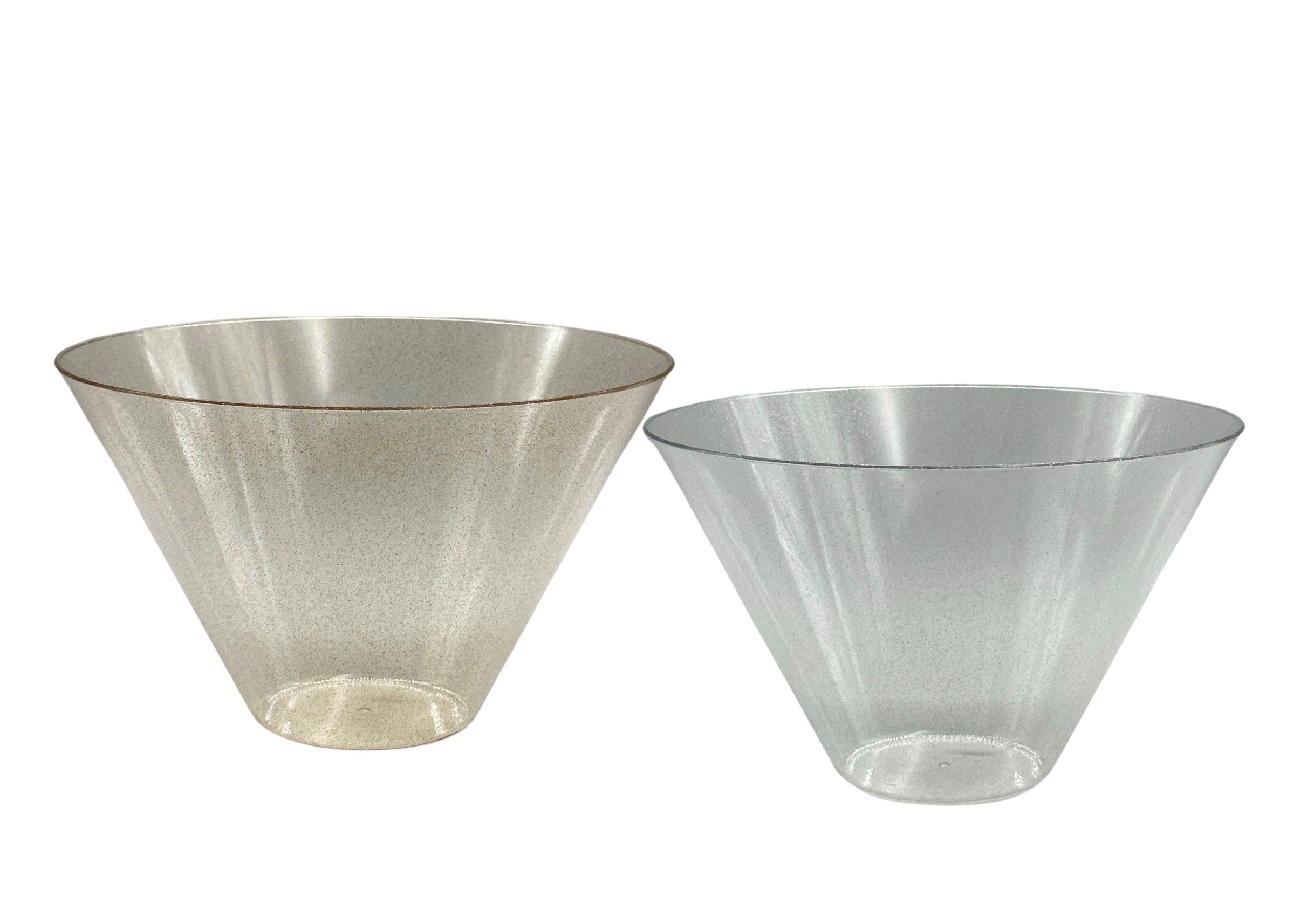 bulk 24 Glitter Plastic Tapered Bowl Round 2.8lt 24x15cm