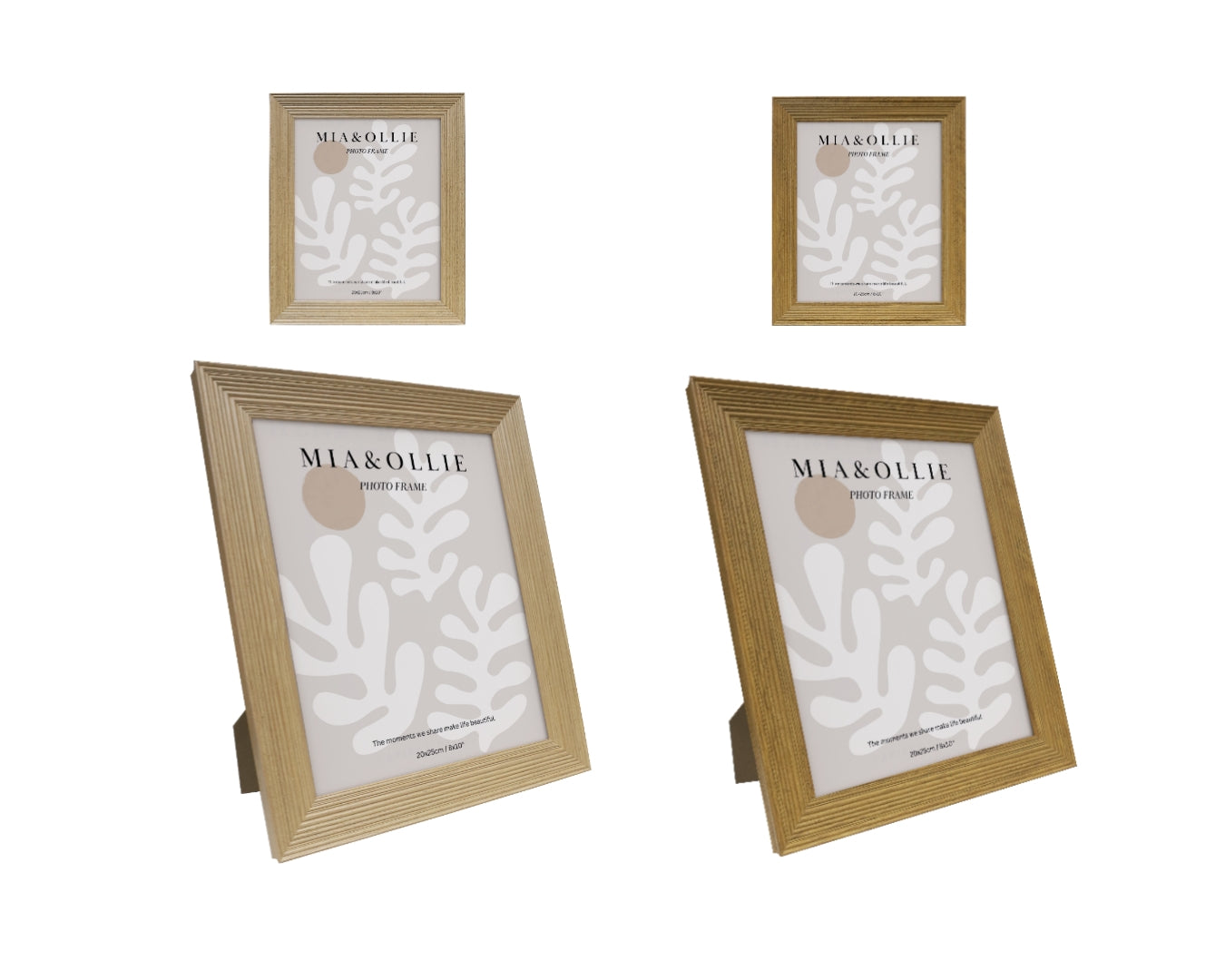 Set 2 Photo Frame Oak '8x10in' Assort 25cm