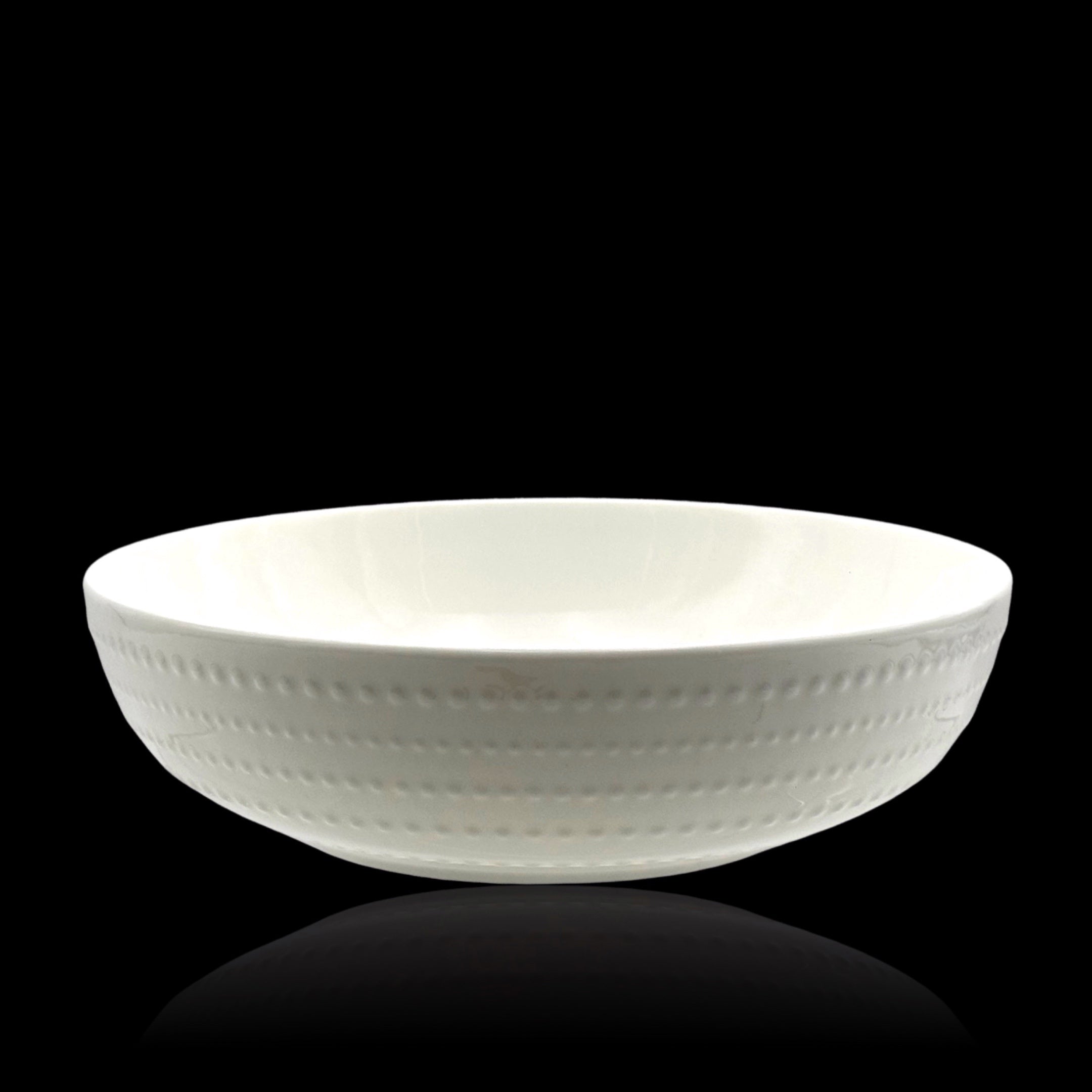 bulk 24 White Bone China Embossed Pearls Bowl 20x7cm