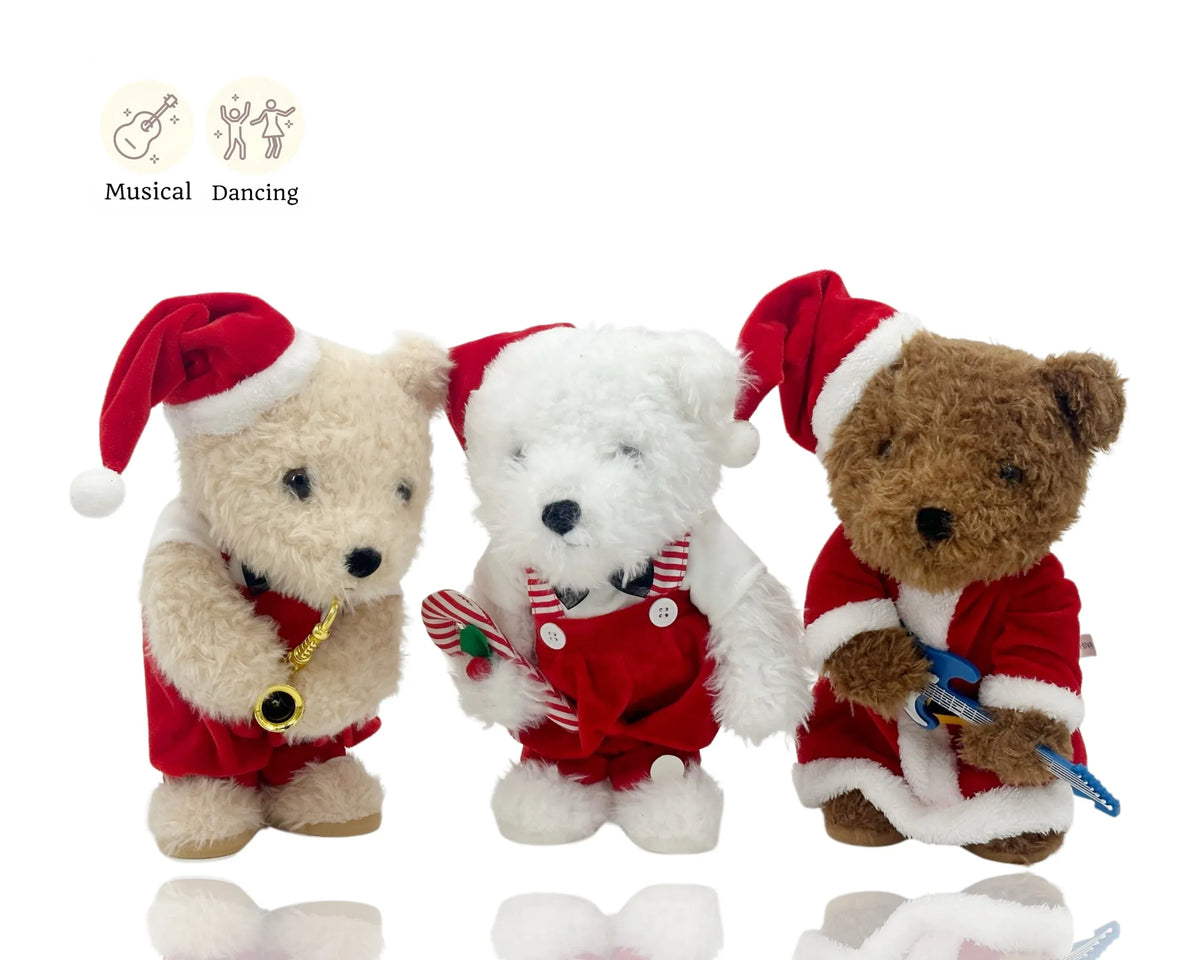 Bulk 9 Xmas Dancing N Musical Teddy Bear 2 Asst 12x8x33cm