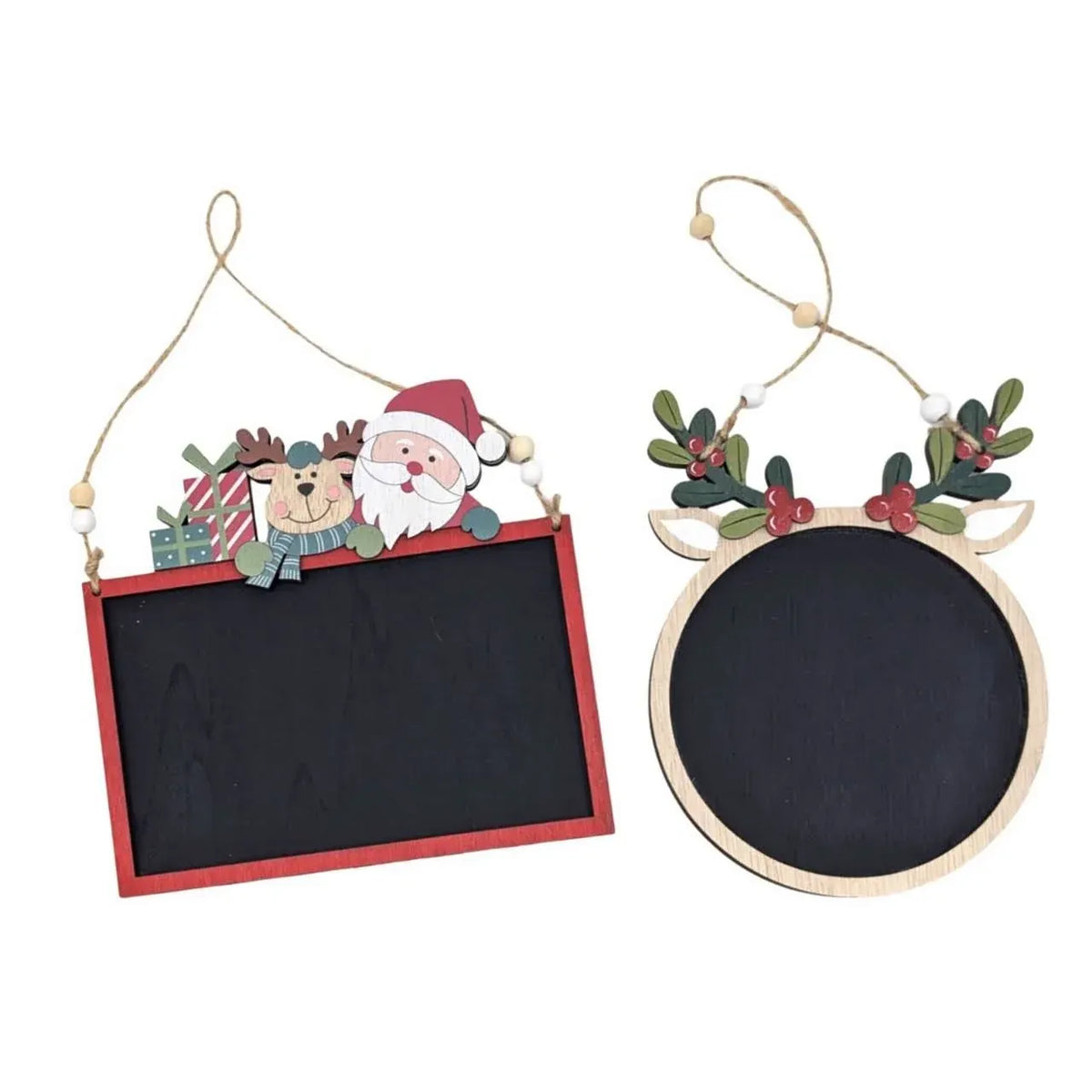Bulk 24 Xmas Mdf Blackboard Hanger 17-18cm 2 Asst