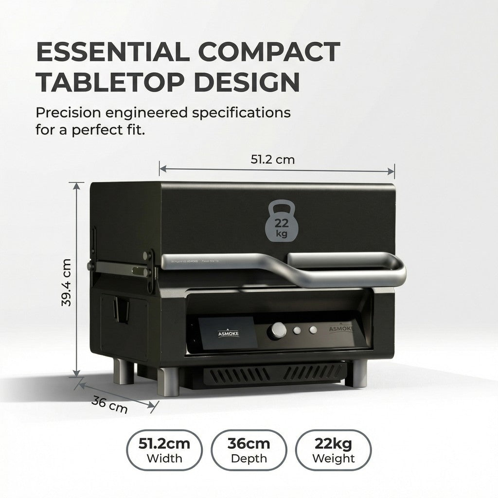 ASMOKE Essential Portable Wood Pellet Grill & 47L Mini Fridge Bundle + 5lb Apple Wood Pellets