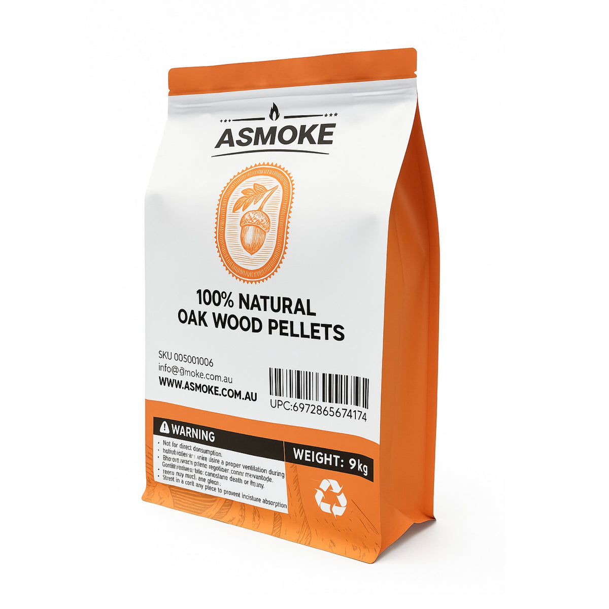 ASMOKE 100% Natural Premium Oak Wood BBQ Pellets for Smoker & Grill (9kg / 20lbs) x2