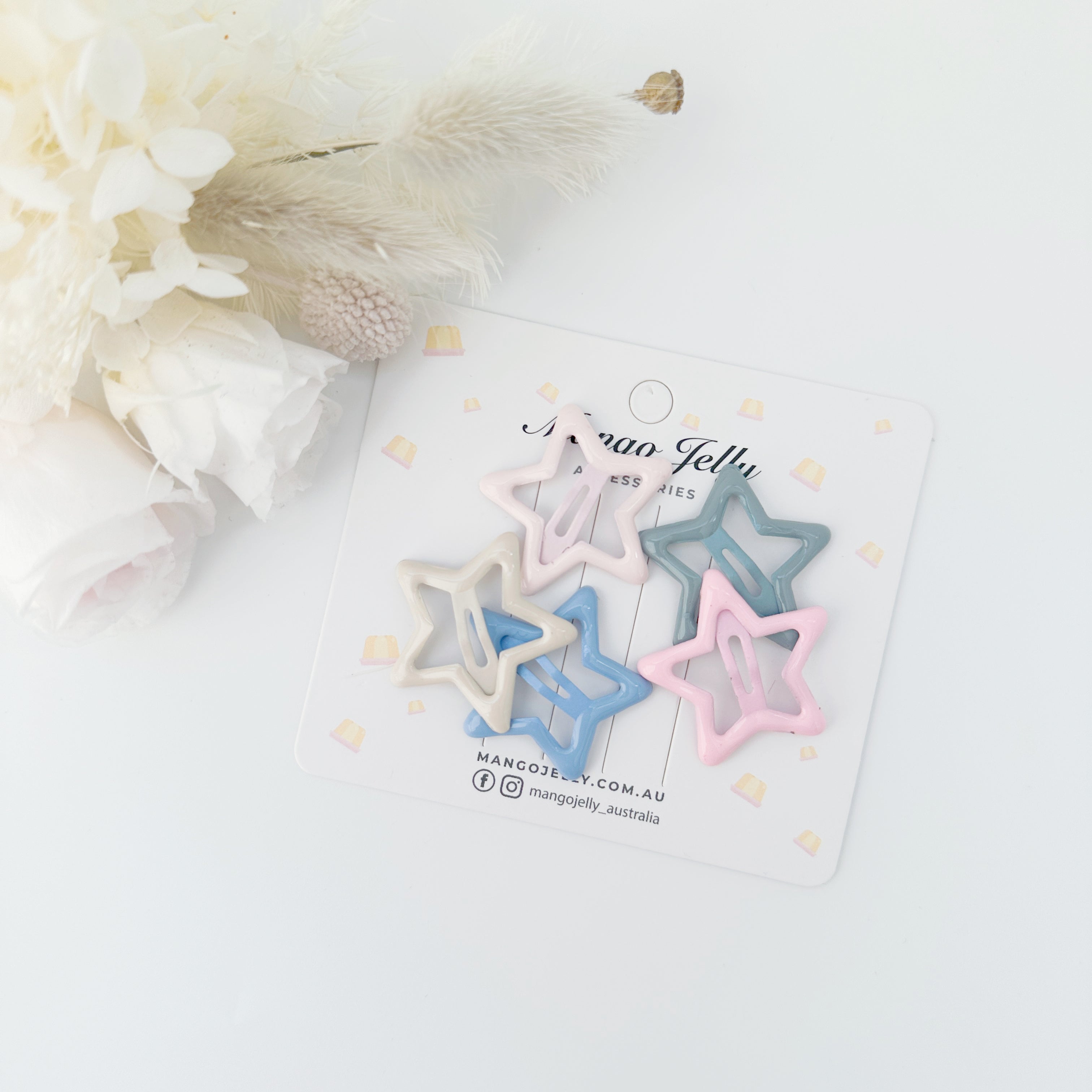 MANGO JELLY Butter Cream Hair Clips Collection - Ice cream Stars - Twin Pack