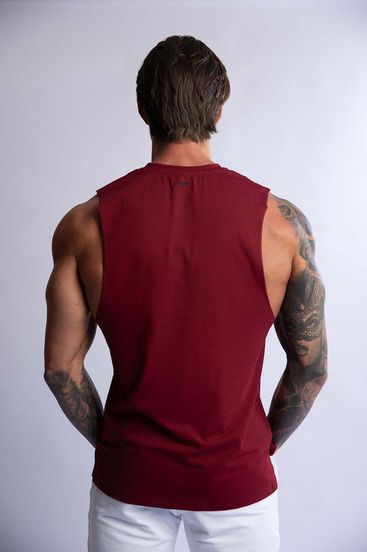 HARD HITTERS MEN'S CREW COTTON TANK BURGANDY LARGE