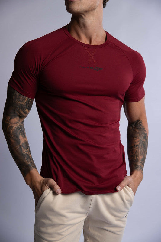 HARD HITTERS RAGLAN CREW TEE BURGUNDY X-LARGE