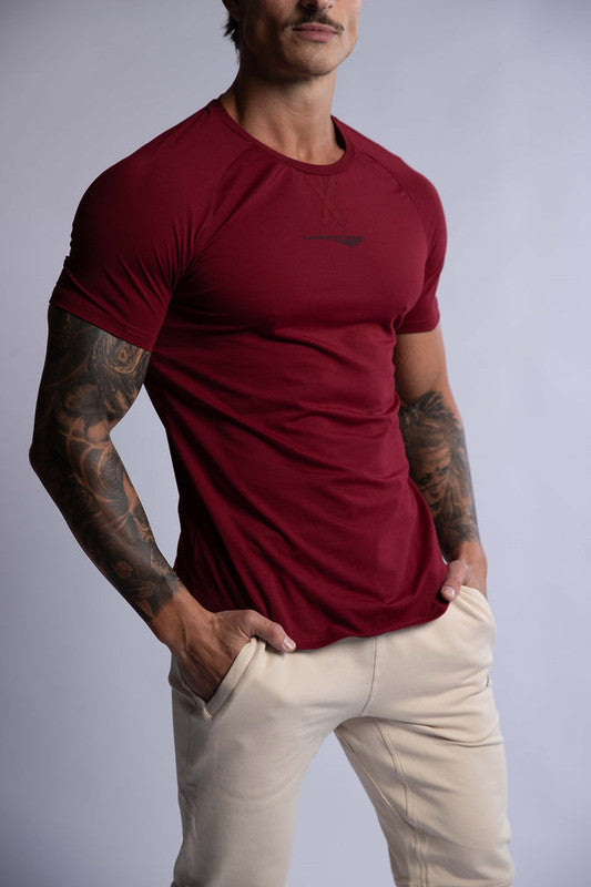 HARD HITTERS RAGLAN CREW TEE BURGUNDY X-LARGE