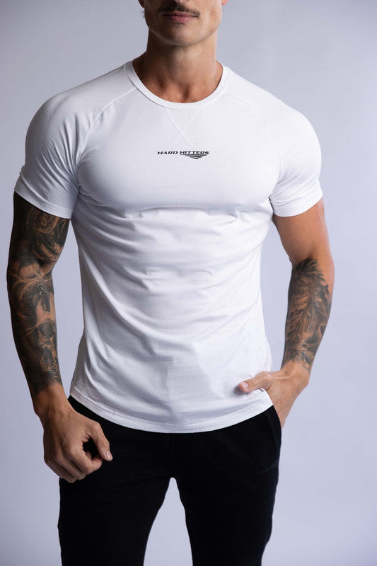 HARD HITTERS RAGLAN CREW TEE WHITE MEDIUM