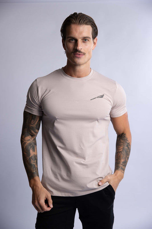 HARD HITTERS SLIM FIT COTTON TEE TAUPE SMALL