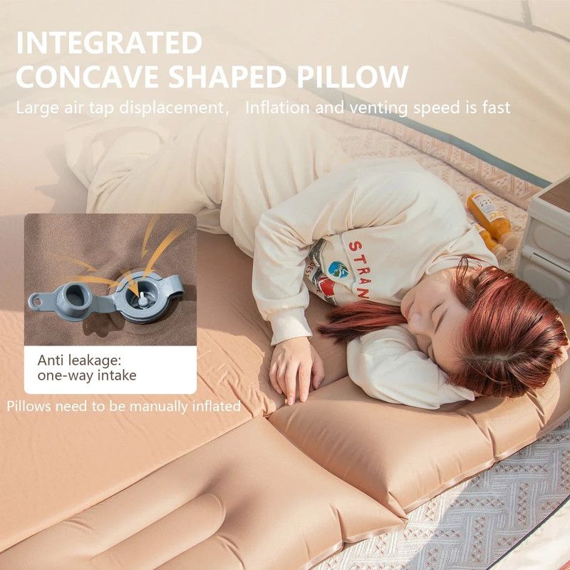 Inflatable Camping Sleeping Mat with Pillow