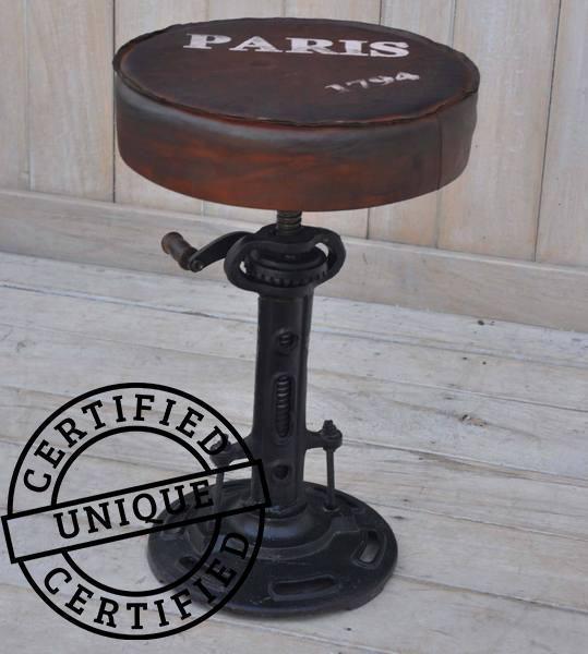 INDUSTRIAL PARIS WIND UP CAST IRON BAR STOOL