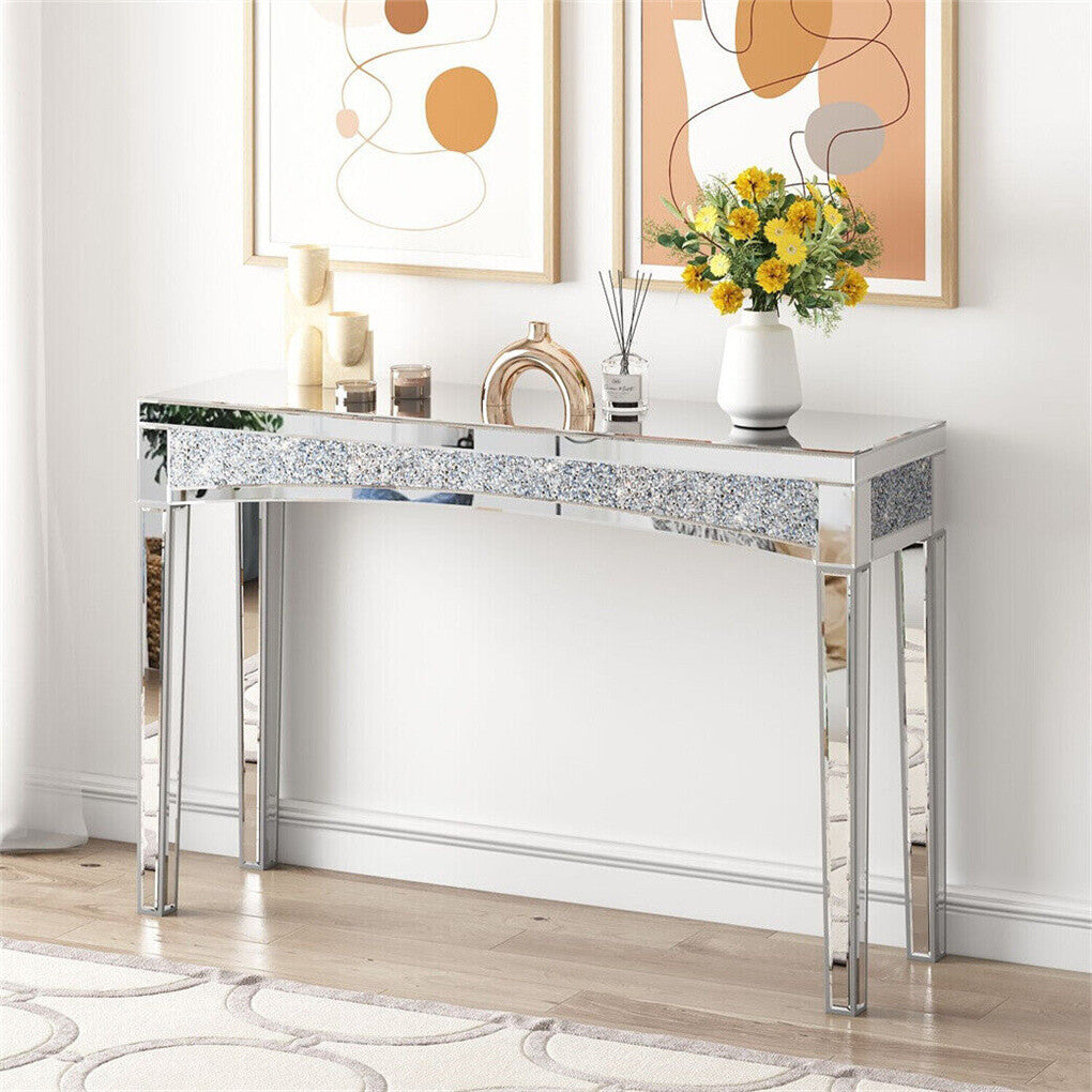 Crushed Diamond Mirrored Console Table Entrance Furniture