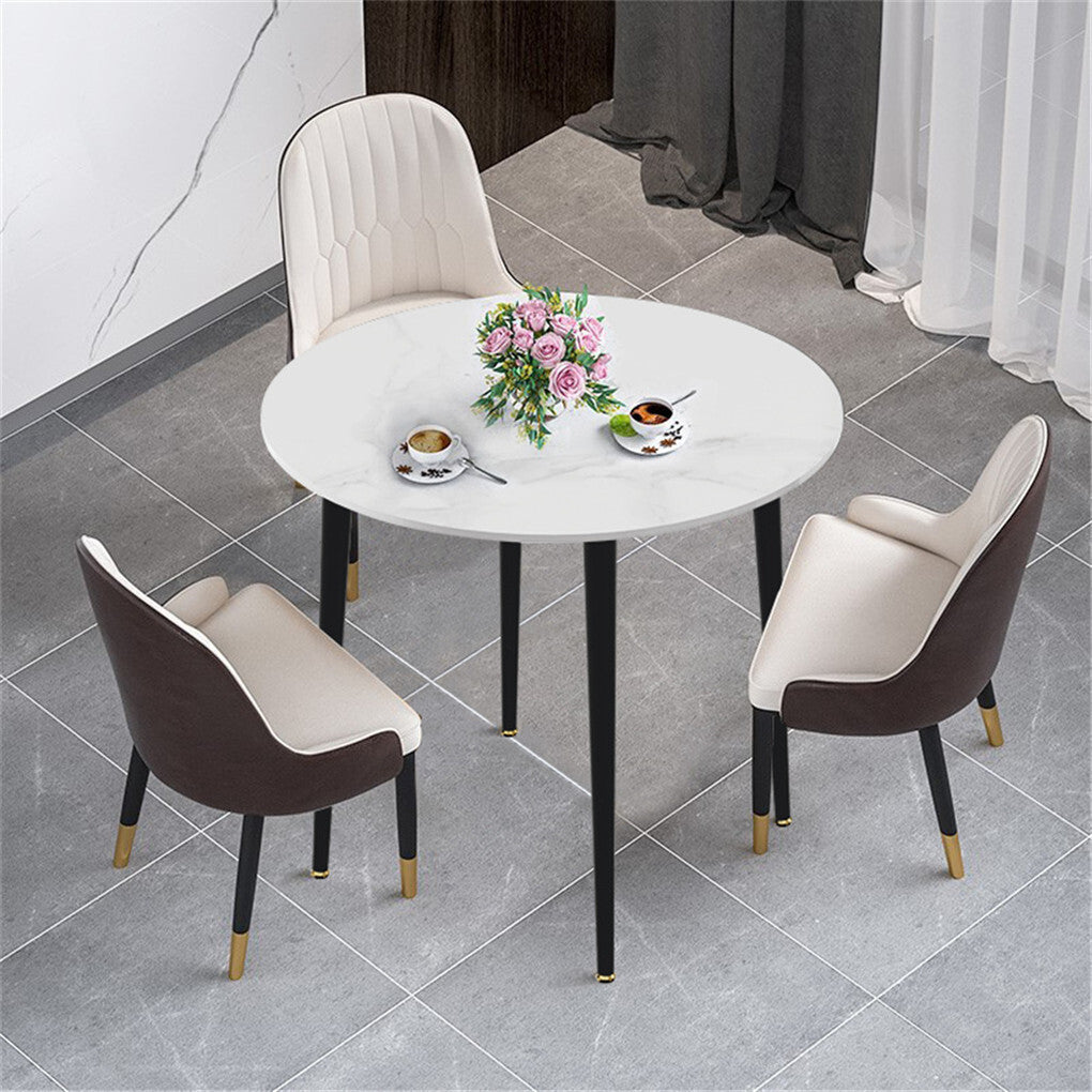 High-End Marble Round Kitchen Dining Table Sintered Stone Restaurant Table 80 x 80 cm