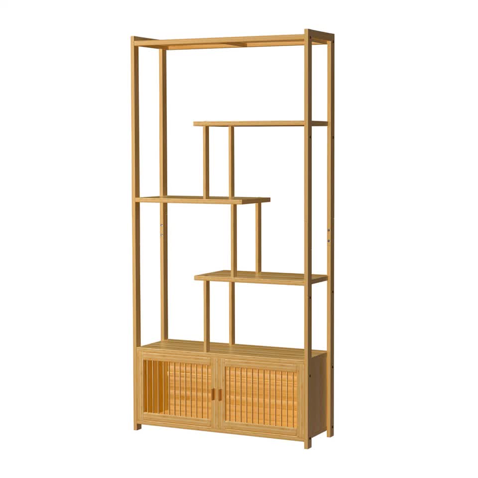 6 Tiers Freestanding Bamboo Storage Shelf High & Low Shelf Bookshelf Plant Stand