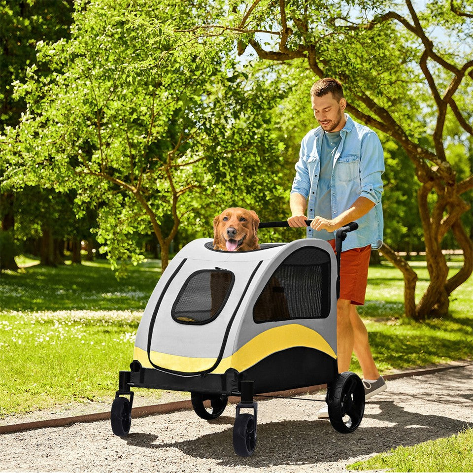 Two Dogs Stroller Divider Pet Travel Stroller Carrier One-key Folding Outdoor