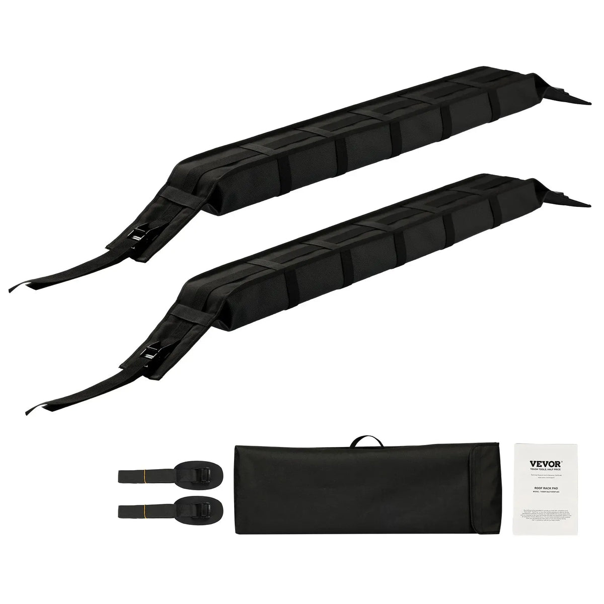 Soft Roof Rack Pads, 33-Inch Universal Car Roof Rack Pad, 176LBS Load Capacity Luggage Kayak Carrier with 2 Tie-Down Straps and Portable Storage Bag for SUP Canoe Snowboard Paddle Board