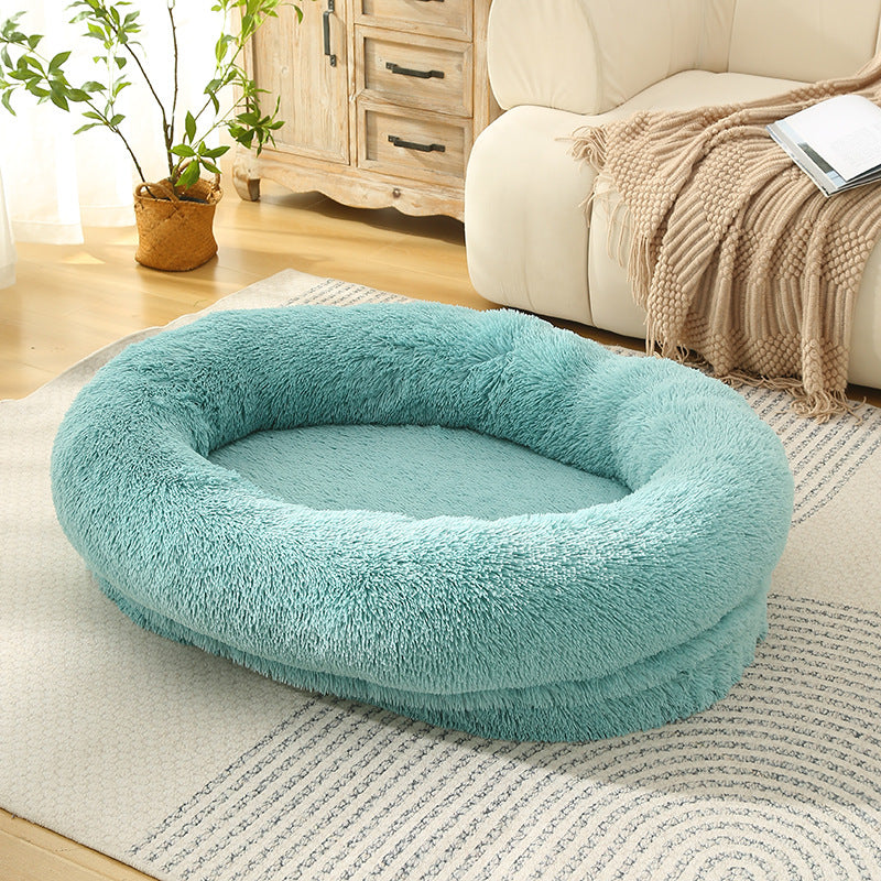 Fluffy Donut-Shaped Pet Bed- Soft, Cozy, and Anti-Anxiety for Dogs and Cats, Machine Washable Emerald Green Size:S 60*15*18cm