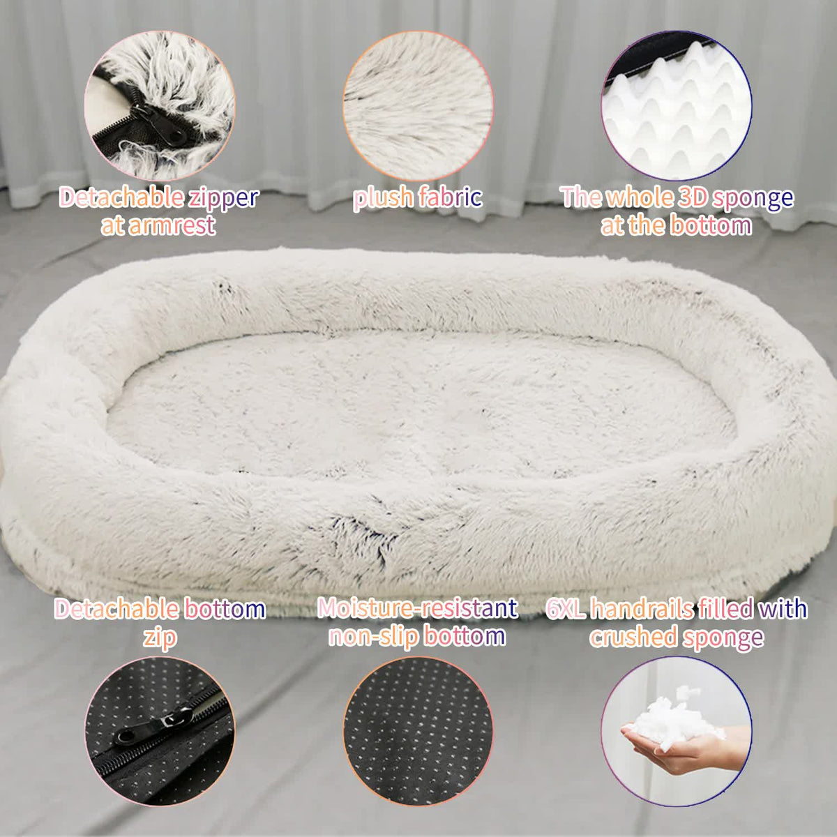 Fluffy Donut-Shaped Pet Bed- Soft, Cozy, and Anti-Anxiety for Dogs and Cats, Machine Washable Emerald Green Size:L 90*65*20cm