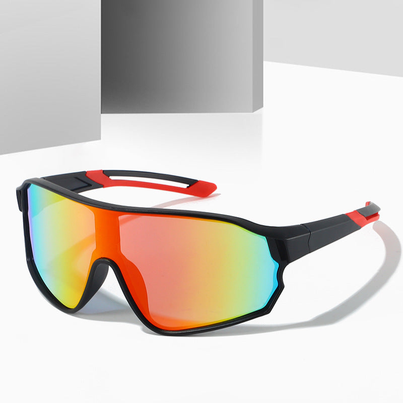 Fashionable Sports Sunglasses with Colorful Mirror Lenses – UV400 Protection for Cycling & Outdoor Activities Orange red