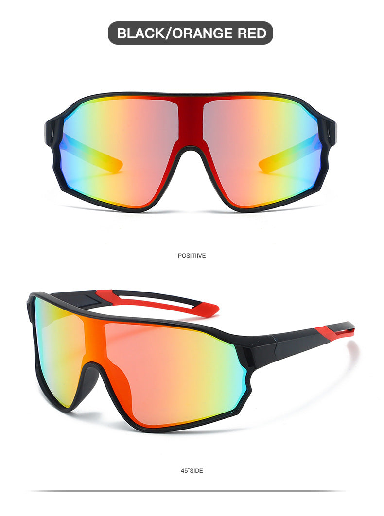 Fashionable Sports Sunglasses with Colorful Mirror Lenses – UV400 Protection for Cycling & Outdoor Activities Orange red