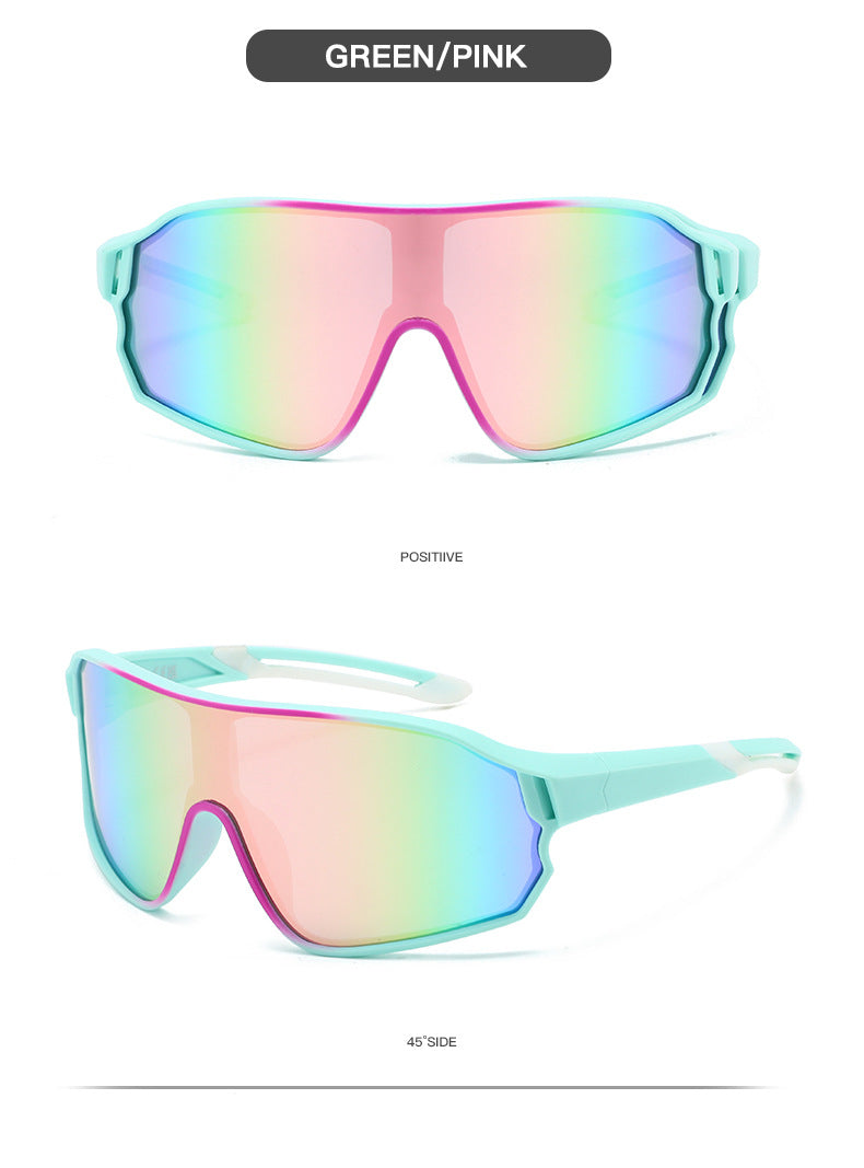 Fashionable Sports Sunglasses with Colorful Mirror Lenses - UV400 Protection for Cycling & Outdoor Activities green