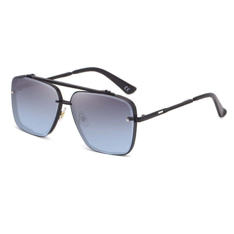 Grey Blue Sunglasses,Fashionable Men's Metal, UV400 Gradient Lenses for Timeless Style