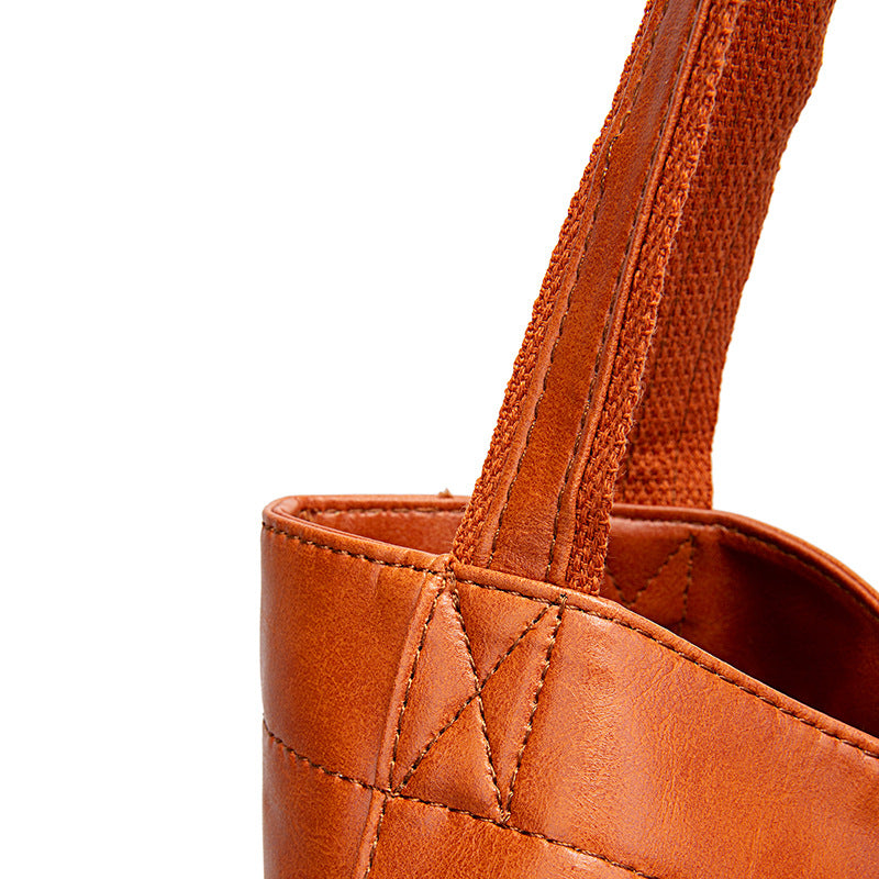 Vintage PU Leather Tote Bag - Stylish and Spacious Everyday Shoulder Bag (Cameo Brown)