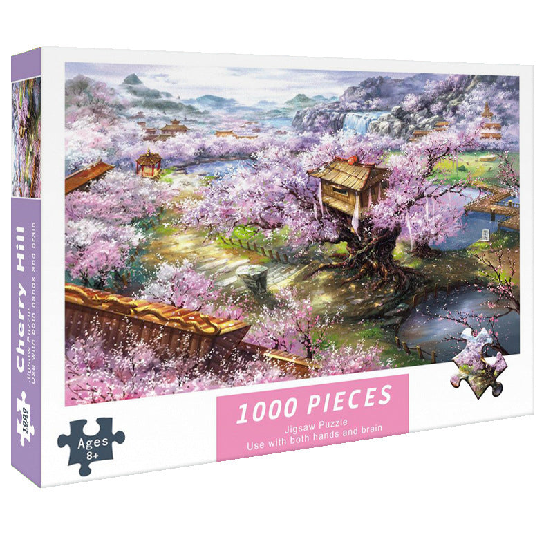 (2 PCS) 1000-Piece Cherry blossoms Jigsaw Puzzle - High Difficulty Stress-Relief Toy