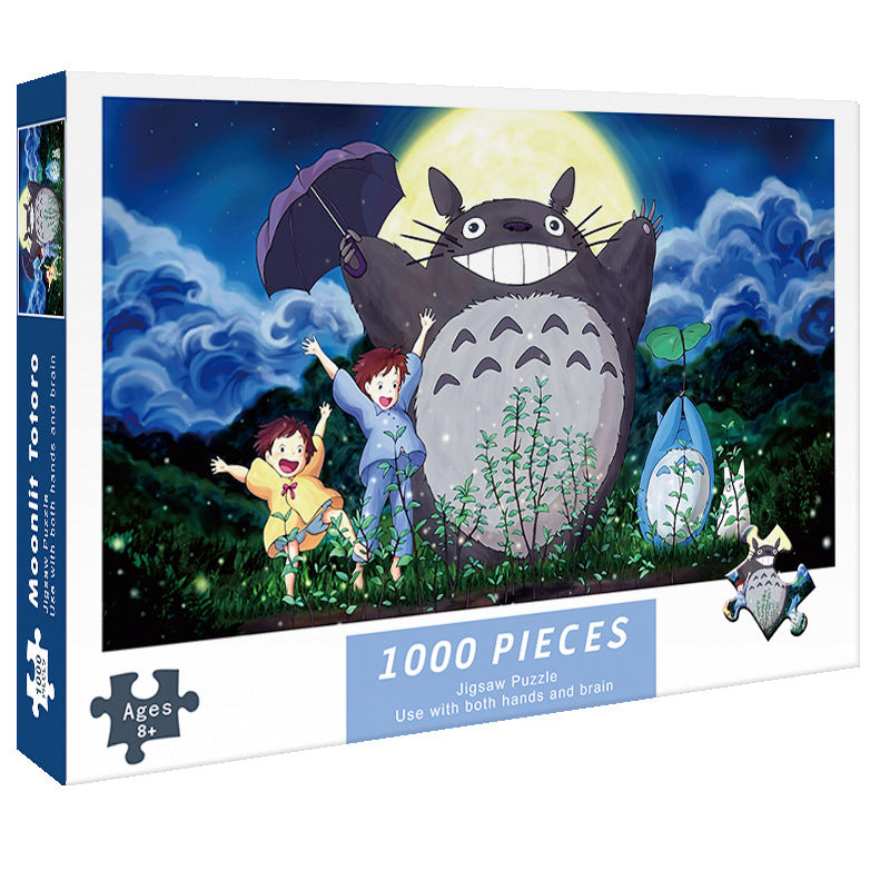 (2 PCS) 1000-Piece Moonlight Totoro Jigsaw Puzzle - High Difficulty Stress-Relief Toy