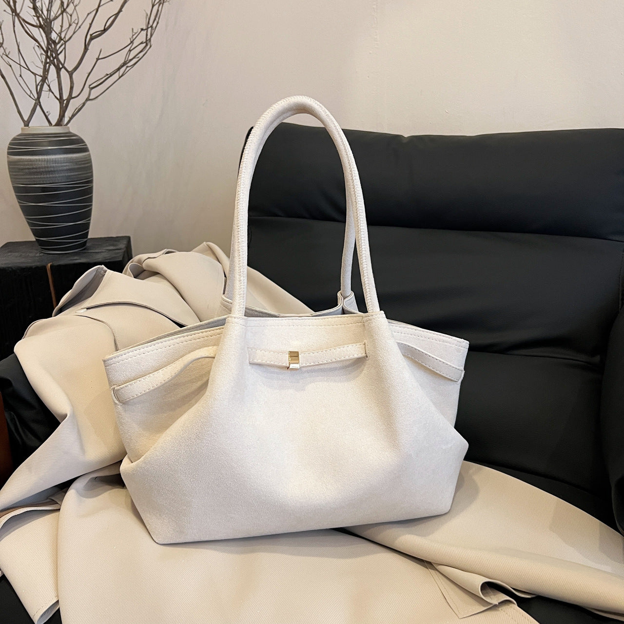 Beige Elegant PU Tote Bag - Soft and Stylish Handbag for Everyday Use