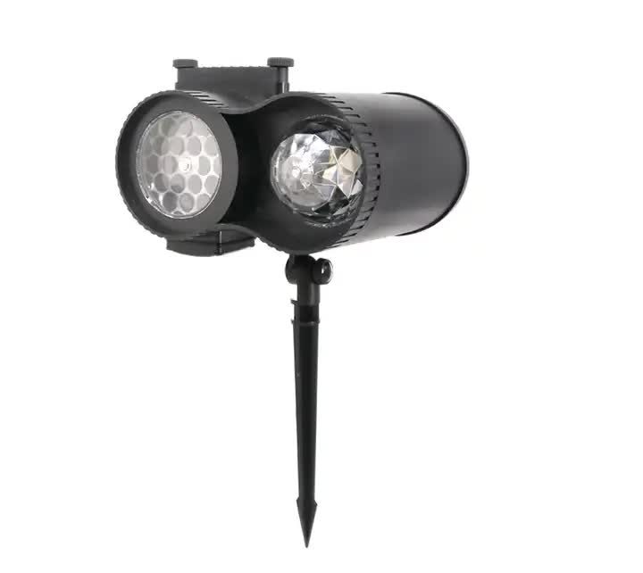 Ground Insert Outdoor Waterproof Lawn Dual-Tube Projection Light - LED Halloween & Christmas Dynamic Water Ripple Animation, Replaceable 12 Slides, Stake or Stand Mountable