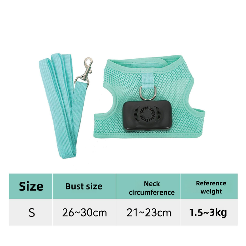 Size S Green Pet Cooling Harness LED Lights & Leash – Summer Relief for Small Dogs and Cats