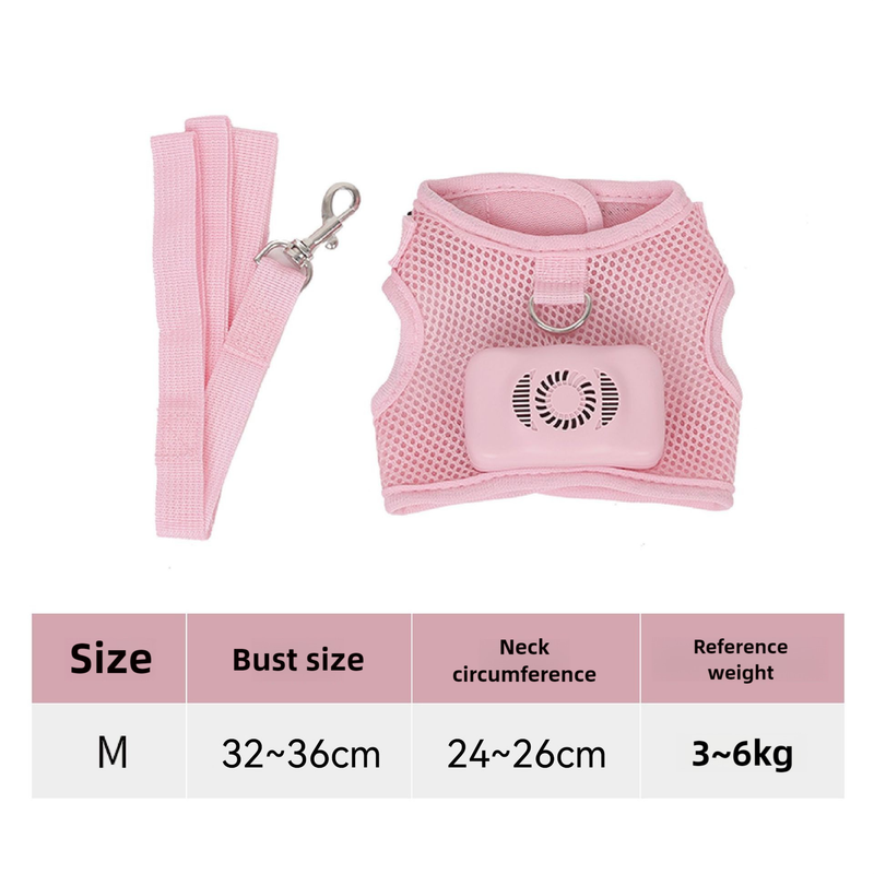 Size M Pink Pet Cooling Harness LED Lights & Leash - Summer Relief for Small Dogs and Cats